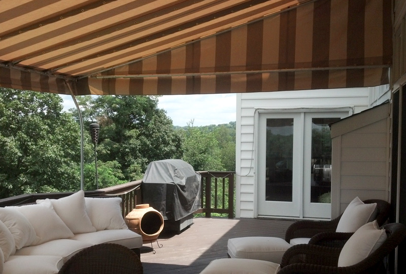 Residential stationary deck awning.