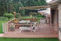 Residential adjustable pitch retractable deck awning 8a.