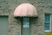 Residential welded frame dome style door awning 14a.