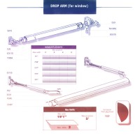 Drop arm retractable window awning diagram.