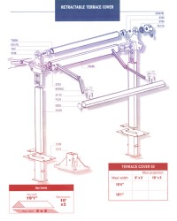 Retractable terrace cover awning diagram.