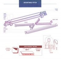 Adjustable pitch retractable awning diagram.